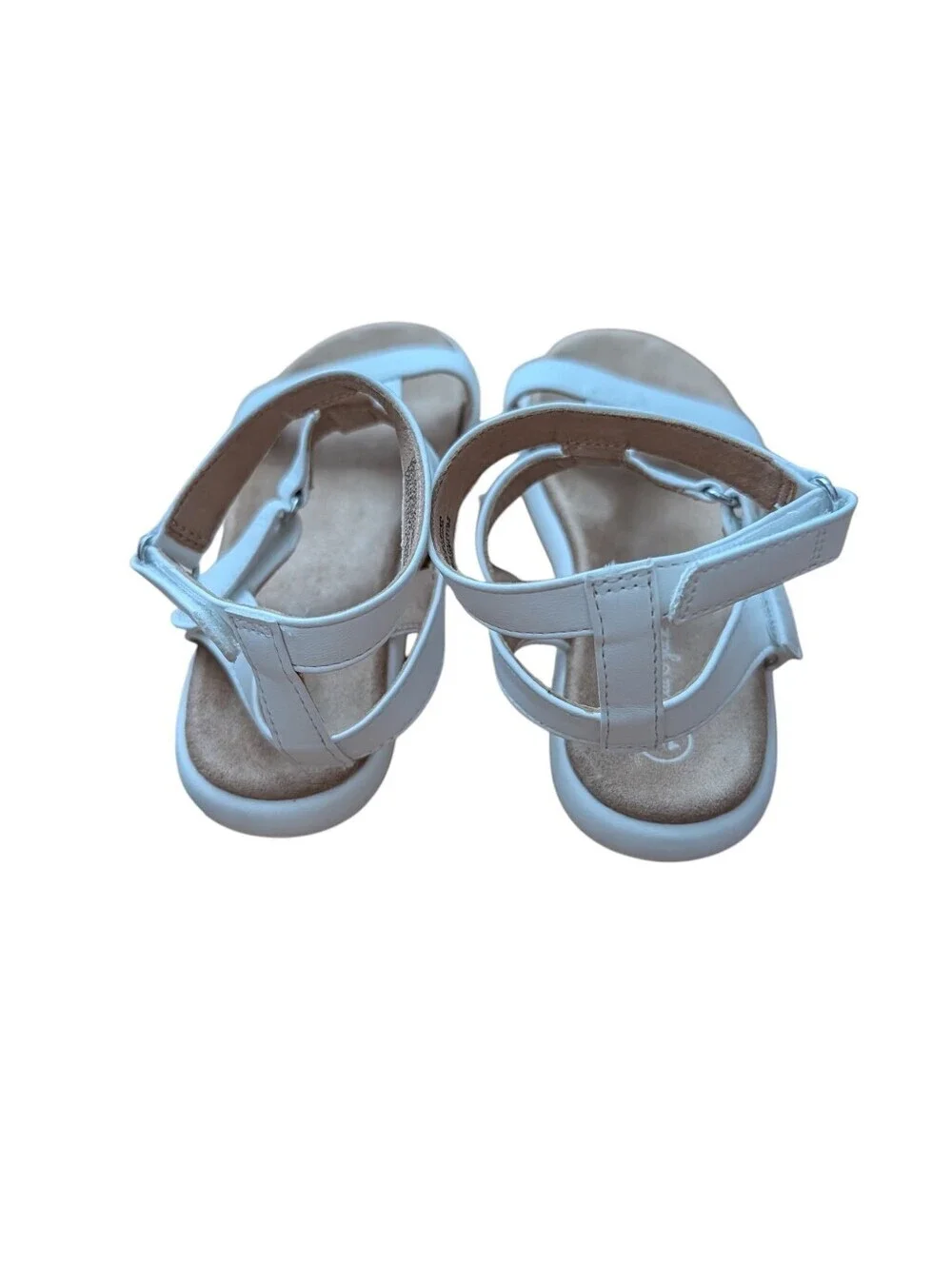 Cat & Jack White Girls T-Strap Buckle Leather Sandals Size 12